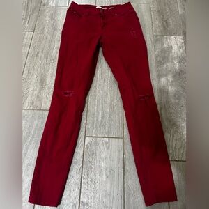 YMI Red Distressed Skinny Jeans